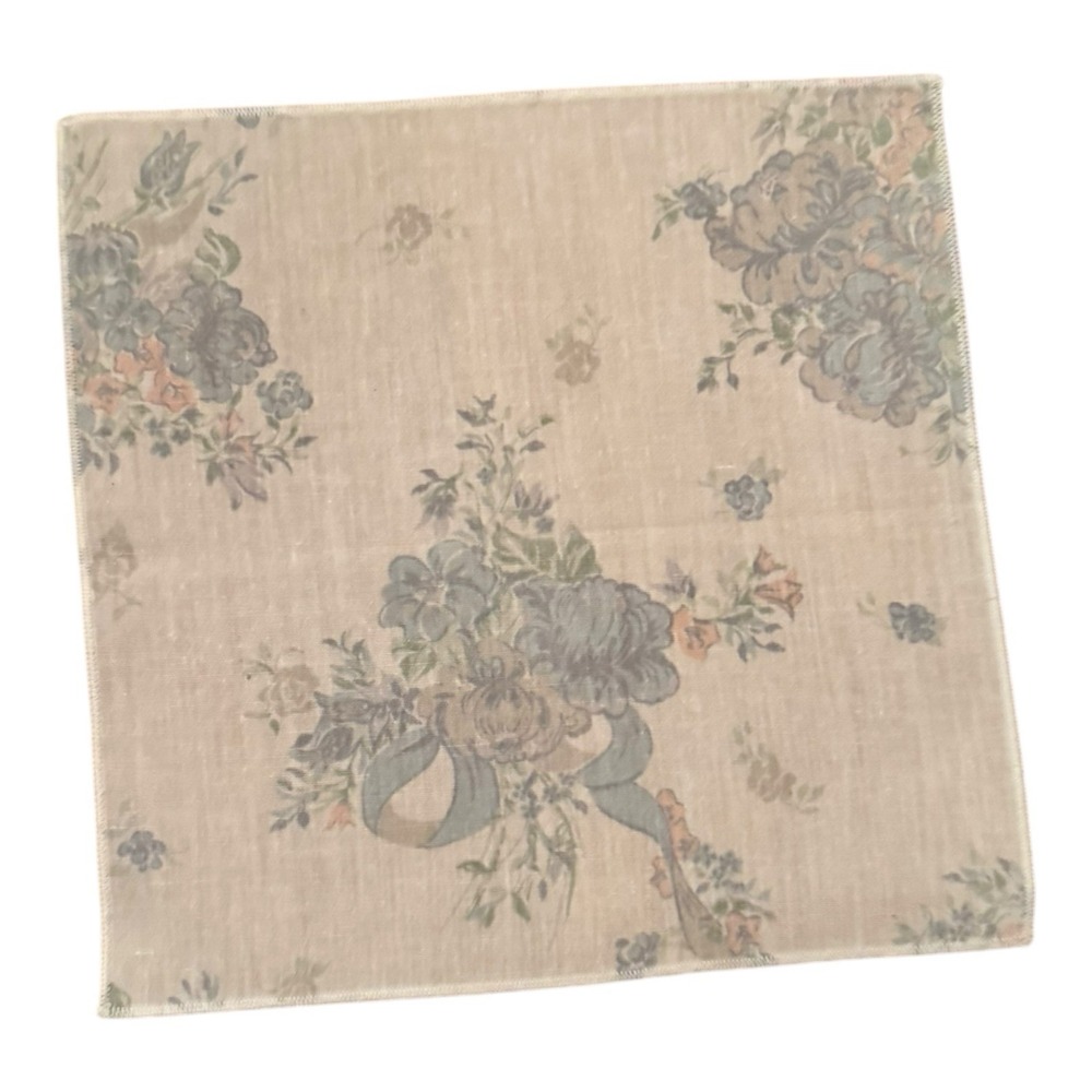 Vintage Linen Floral Cloth Cocktail Napkins Set of 10 Size‎ 8 1/2" by 8 1/2"